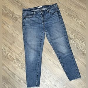 WOMENS ANN TAYLOR LOFT STRETCH DENIM MODERN SKINNY ANKLE RAW CUFF SIZE 12 US